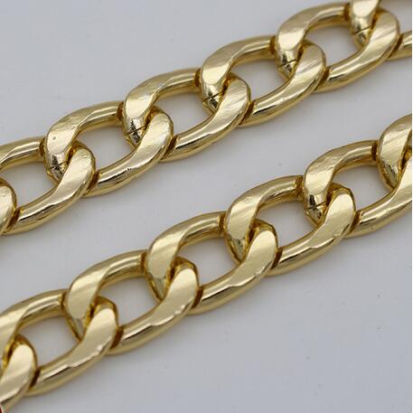 Corrente de metal para colar ghrqx, colar com corrente de alumínio sem ferrugem, 1 metro, 8mm x 11mm corrente de cintura acessórios roupas: KC GOLD