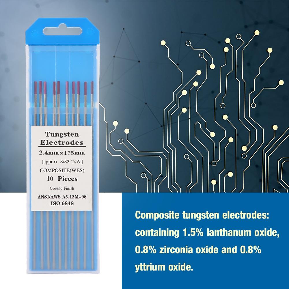 Électrodes de tungstène composites de soudage Tig de 2.4*175mm (violet WES) 10 paquets