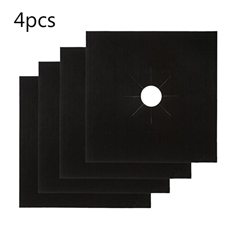 TEENRA 4Pc/set Gas Stove Cover Clean Mat Protector For Gas Stove Oil Protector Mat Reusable Oil Foil Kitchen Tools: 4pcs