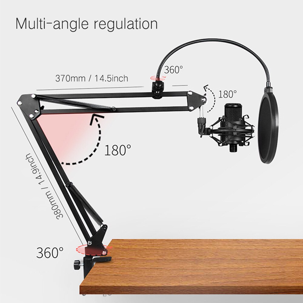 Microphone Stand Universal Arm Cantilever Bracket Mic Clip Holder Adjustable Desktop Microphone Stand For Live Volg Phone Holder