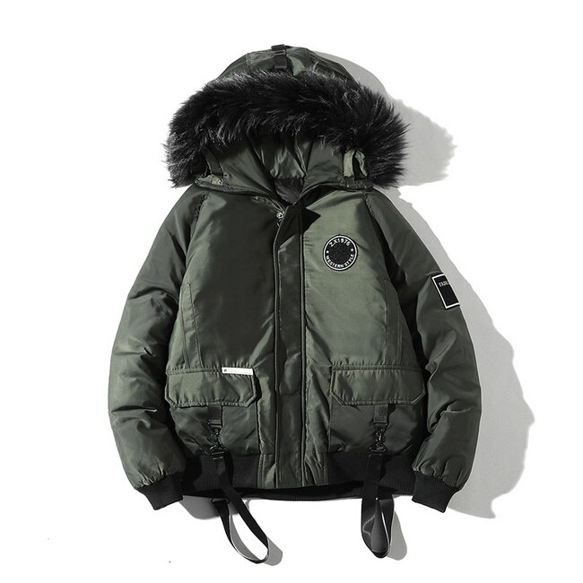 Vinterjacka herr kamouflage casual tjock varm parka manlig päls huva street style camo lös herr överrock abz 95: Armégrön / Xxl