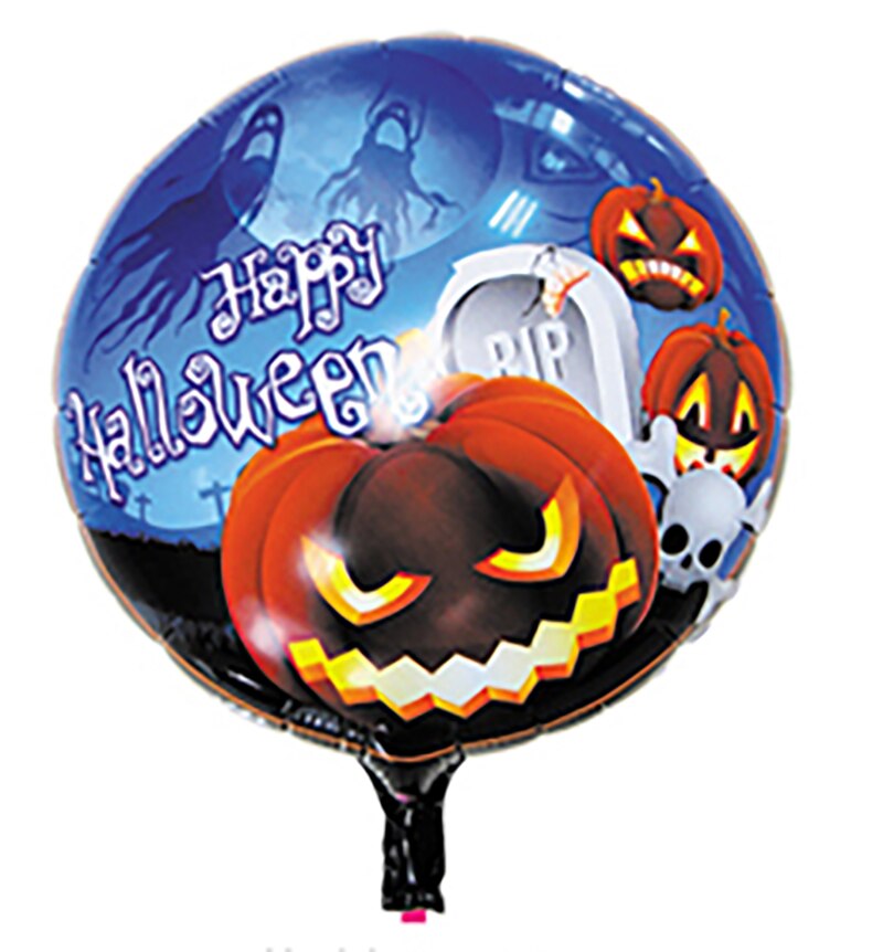 5 Pcs Halloween Pompoen Schedel Ronde Ballon, Halloween Verjaardag Thema Partij Decoratie Folie Ballon, Helium Vliegende Ballon