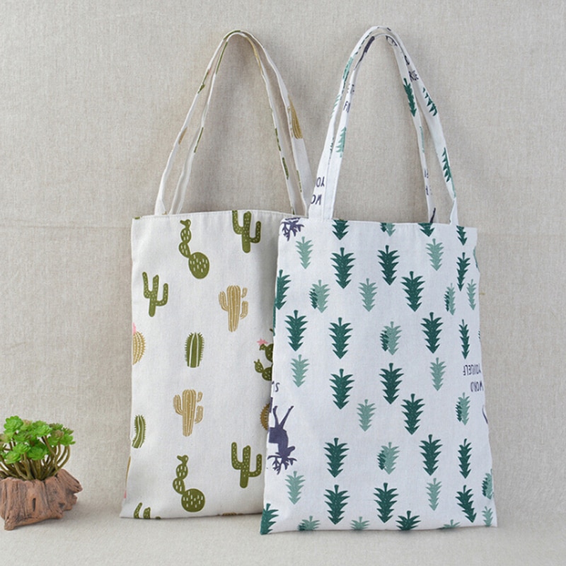 30*42cm 1pc Pine cactus linen bag tote ECO shopping outdoor canvas shoulder bags approx.