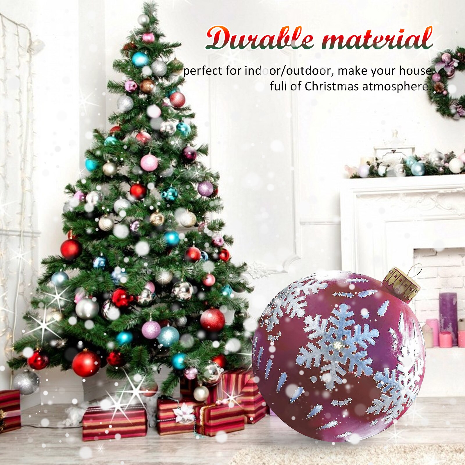 Outdoor Waterproof Atmosphere PVC Inflatable Toy Christmas Large Ball With Hanging Loop for Wedding Festival Decor Ornament