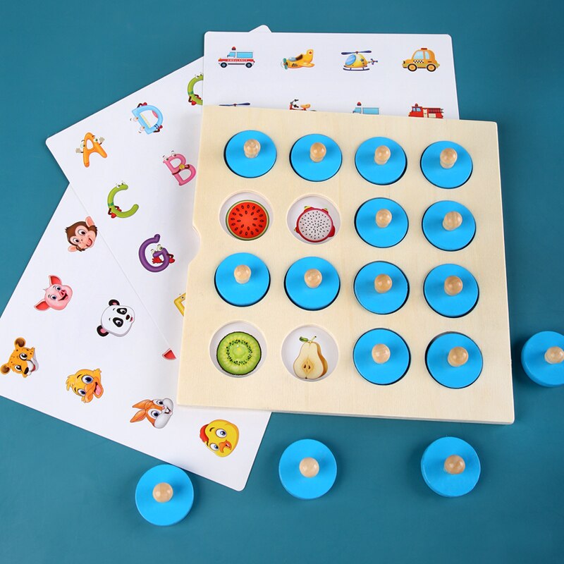 Puzzle pensiero memoria scacchi tavolo da gioco gioco giocattoli bambini Set di apprendimento precoce giocattolo educativo in legno per bambini forniture per la scuola materna