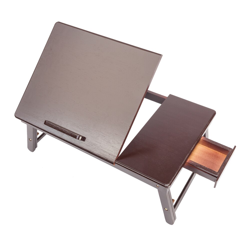 Retro Plain Adjustable Bamboo Lap Desk Tray Dark Coffee