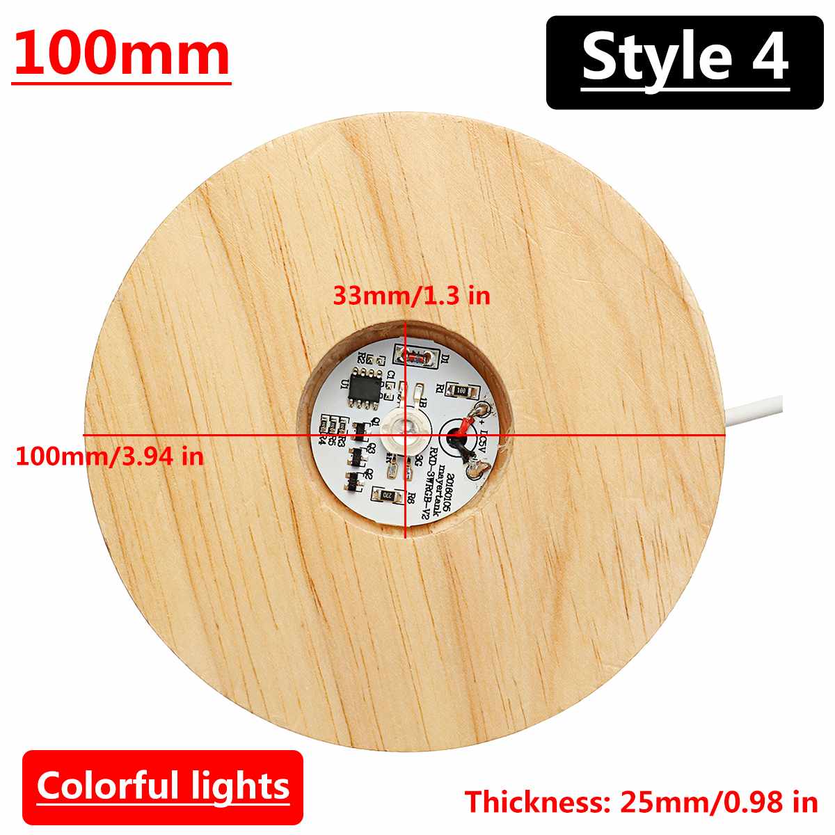 5 Stijlen 3D Led Lamp Base Creatieve Nachtverlichting Tafellamp Houten Lamp Base Gradiënt Kleurrijke Verlichting Voor Thuis Decoratieve licht: Style 4 100mm