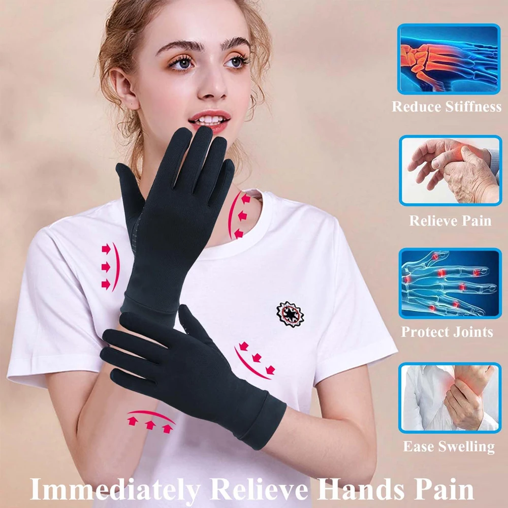 Guantes de compresión de cobre para artritis, alivio del dolor de manos, túnel carpiano, reumatoide, inflamación, tendinitis, dedo gatillo