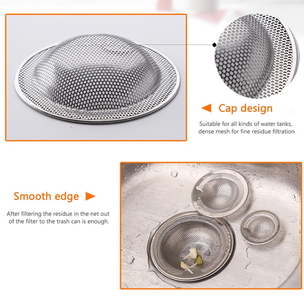 2pcs/pack Strainer Stopper Cover Mesh Sink Drain Catcher Universal Home Kitchen Waste Stainless Steel Bathroom Food Filter Plugs