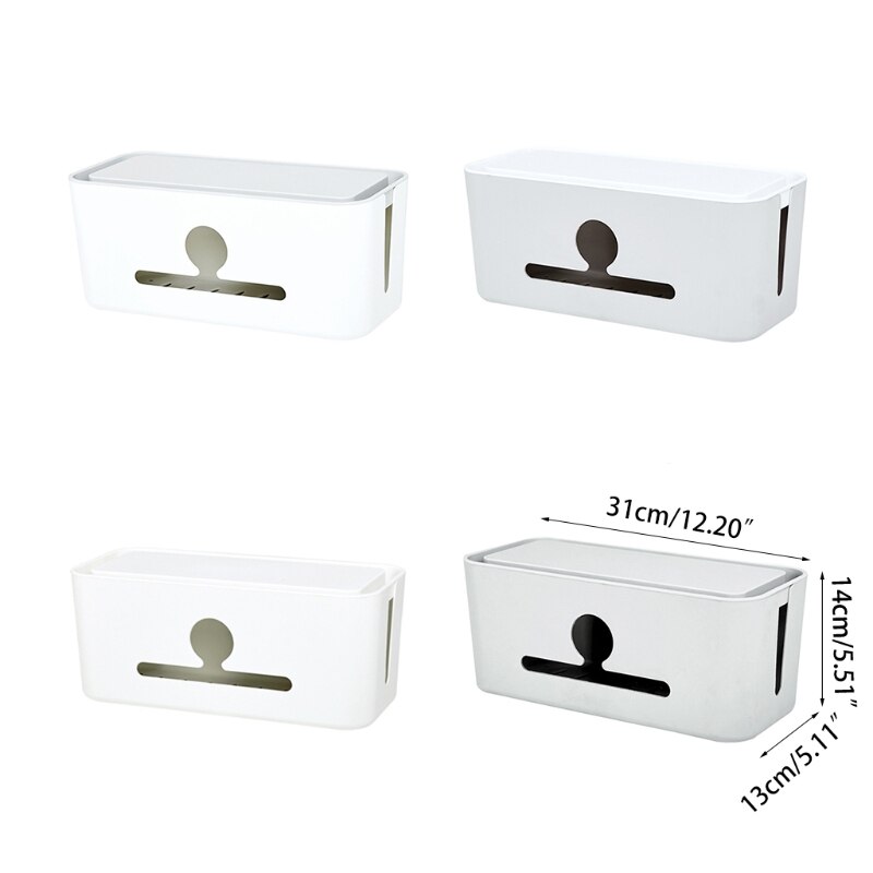 Cable Management Box Charger Socket Adapters Power Strips Wire Storage Case Hide Bin Desk Organizer with Phone Stand