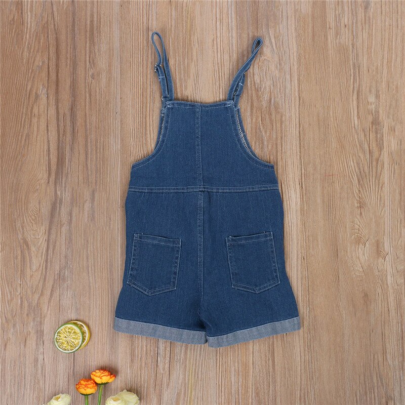 Pudcoco Kids Overalls Jongens Meisjes Denim Broek Knop Riem Bule Gaten Pockets Korte Jumpsuit Playsuit 2 Stijlen 1-6Y