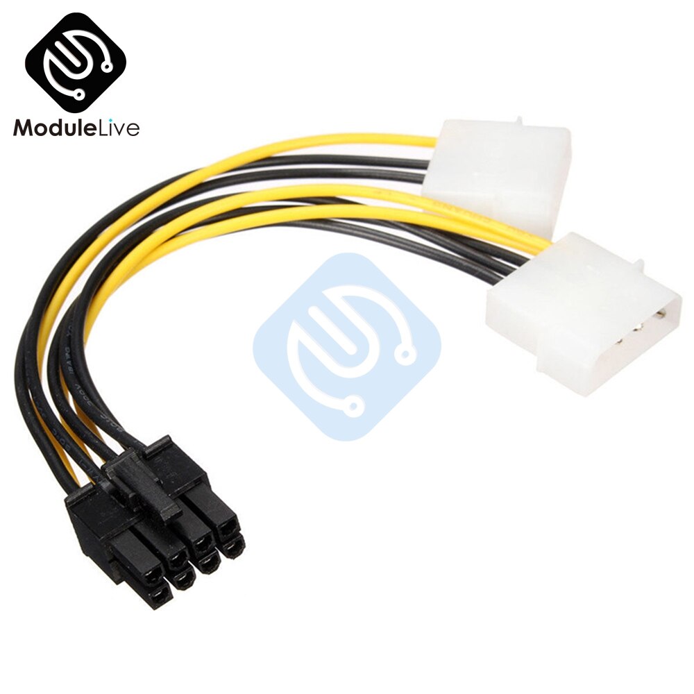 Dual Molex LP4 4 Pin to 8 Pin PCI-E Express Converter Adapter Power Cable Wire Connector Line Tools