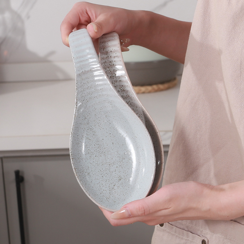 Soporte de cuchara de porcelana, soporte de utensilios de cerámica para estufa, organizador de herramientas de cocina para mostrador de cocina, pinzas para cucharón y espátula