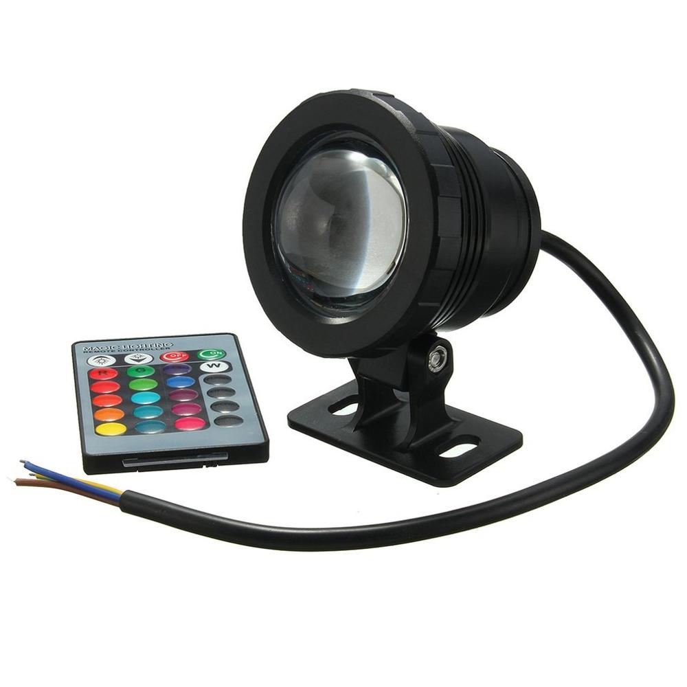 Luz LED RGB de 10W impermeable para jardín, fuente, piscina, estanque, foco, lámpara de luz subacuática súper brillante con Control remoto: Black / 12V