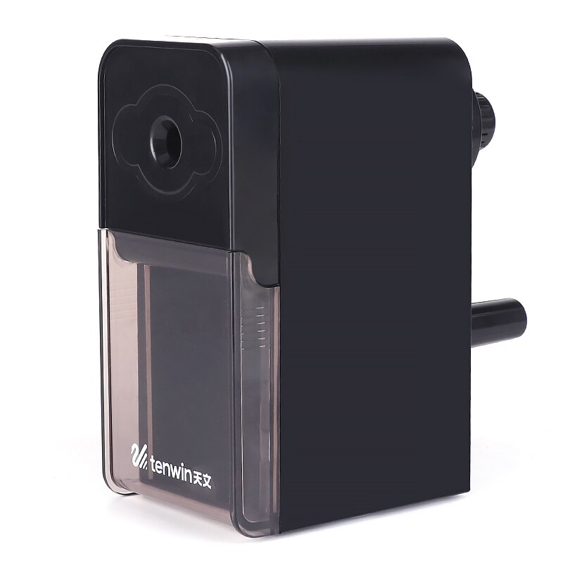 Afilador de lápices para bocetos, manivela de mano con contenedor, herramientas profesionales de pintura, papelería para artistas, suministros escolares: Black