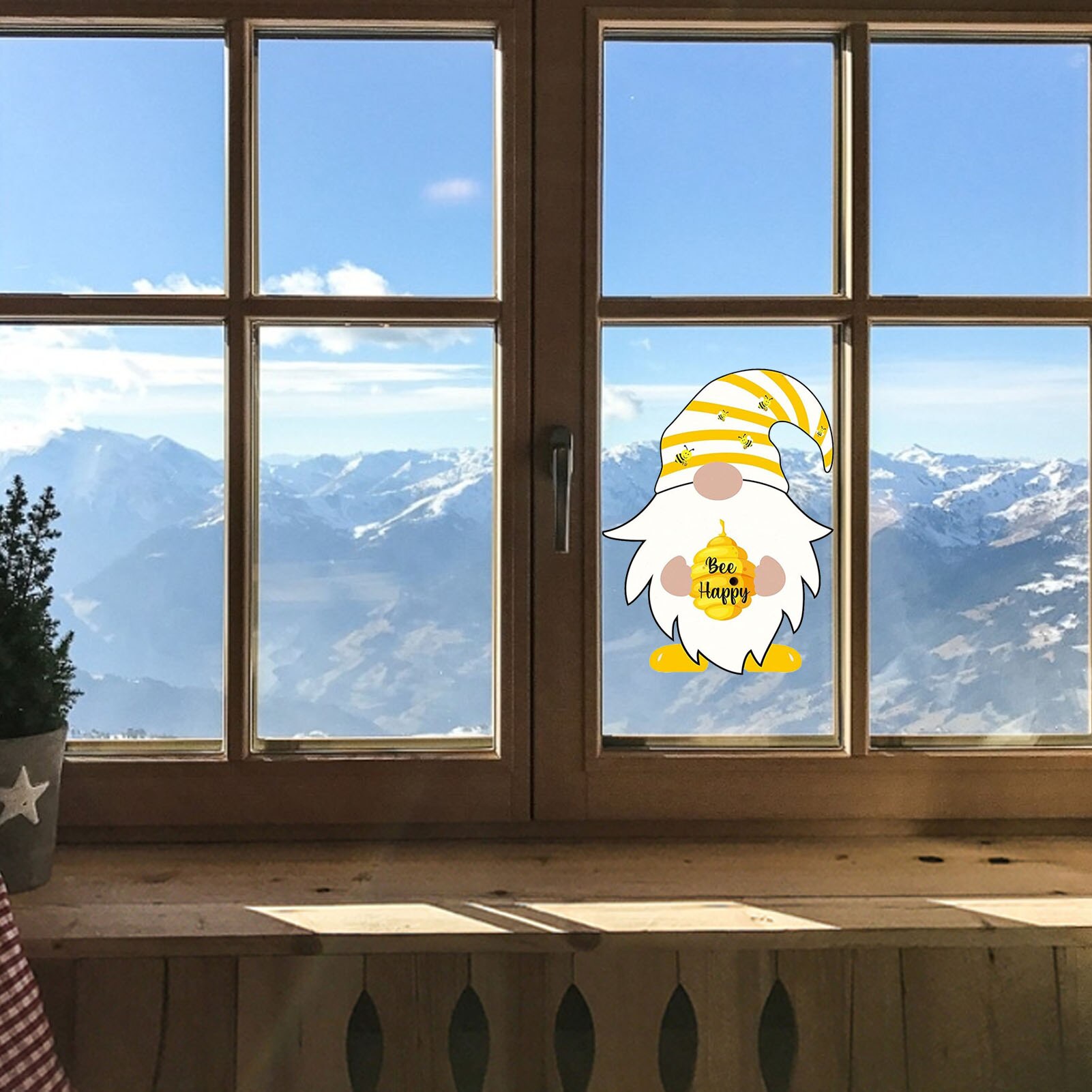 Honey Bumble Bee Window Sticker Bee Gnomes Window Sticker Decal Lovely wall decoration Easy to paste safe and durable