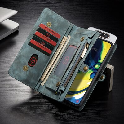 For Etui Samsung Galaxy A80 A90 Case Samsung A90 Leather Wallet on Cover for Coque Samsung Galaxy A80 A 80 A850F Phone Bag Cases: For Galaxy A80 / Blue     008