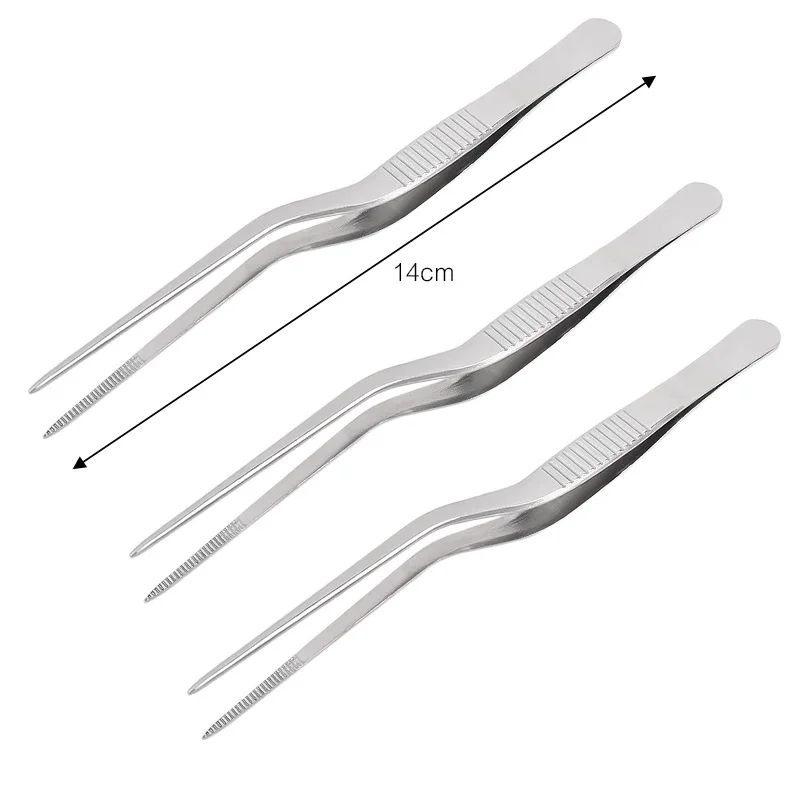 Pince à épiler de cuisine en acier inoxydable, ustensile de barbecue, pince à nourriture, pince de chef de bar, portable pour pique-nique, cuisson, 3 pièces, 1 pièce: BEIGE