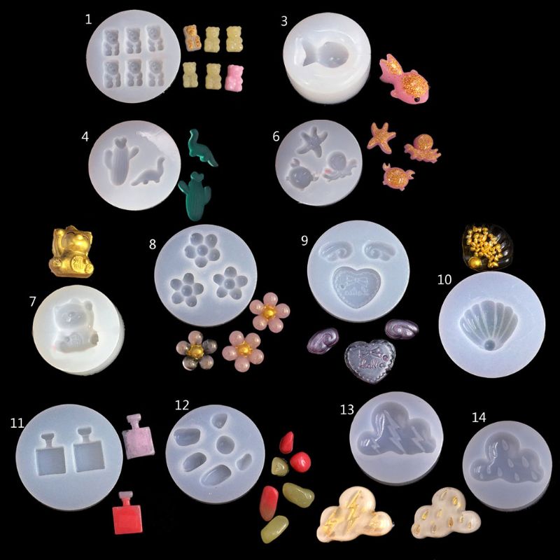 DIY śliczne Mini kolczyki wisiorek niedźwiedź dinozaur Goldfish Shell forma silikonowa do żywicy