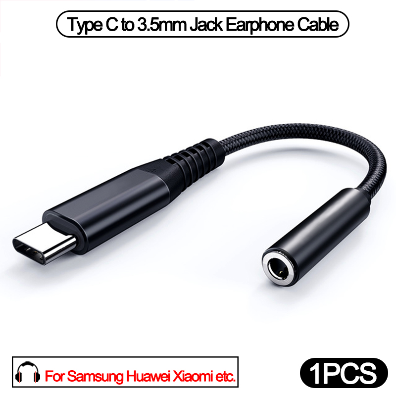 Type  c 3.5 jack øretelefon audio aux kabel til xiaomi samsung usb c  to 3.5mm hovedtelefonadapter til huawei  p20 p30 pro mate 20 30: 1 stk-sort alle typec