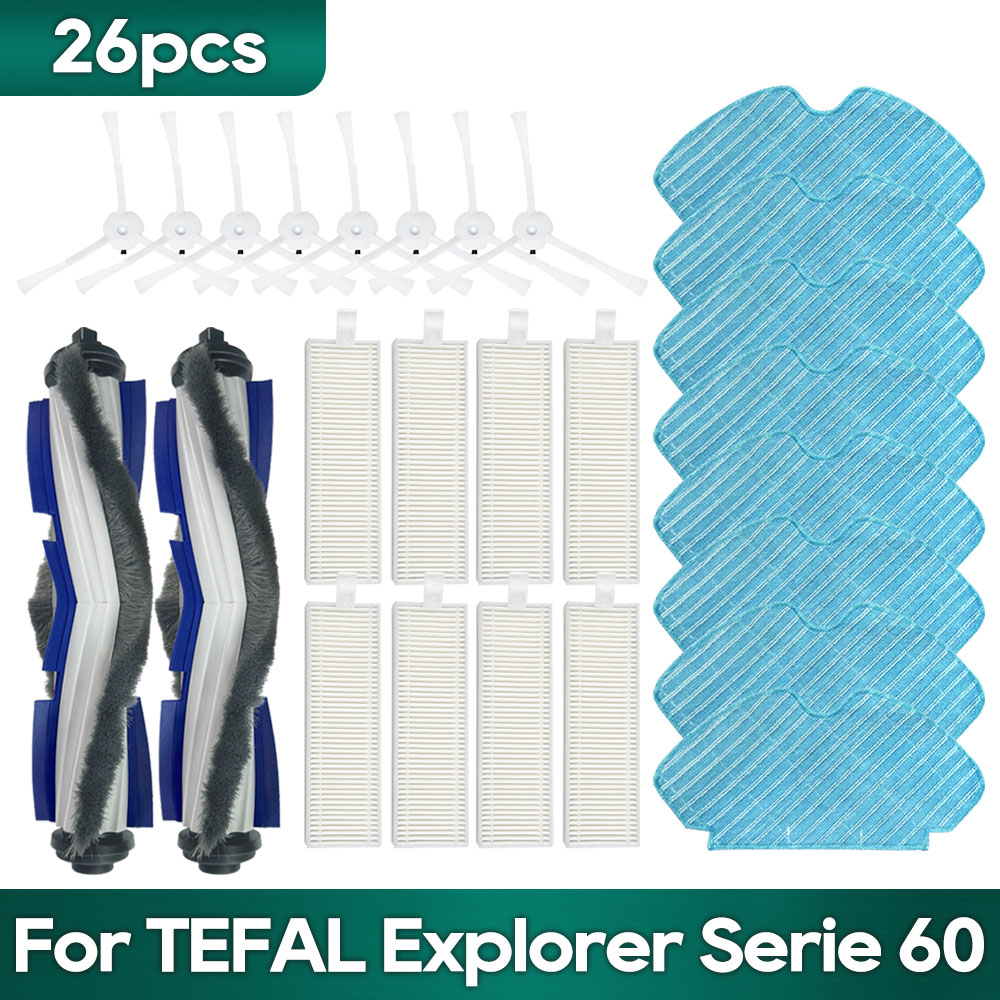 For TEFAL Explorer Serie 60 / RG7447 / RG7455 / RG7447wh / RG7455WH Robot Vacuum Spare part Accessories Brush Filter Mop: MULTI