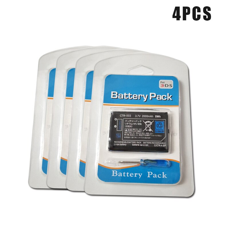 1-10PCS 3.7V 2000mAh Lithium Rechargeable Battery Pack +Screwdriver for Nintendo 3DS Game Console Replacement Batteries CTR-003: 4PCS