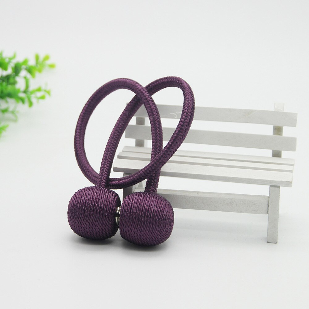 1Pc Magnetic Curtain Tieback Holder Hook Buckle Clip Curtain Tieback Polyester Decorative Home Accessorie Lanyard: Deep purple