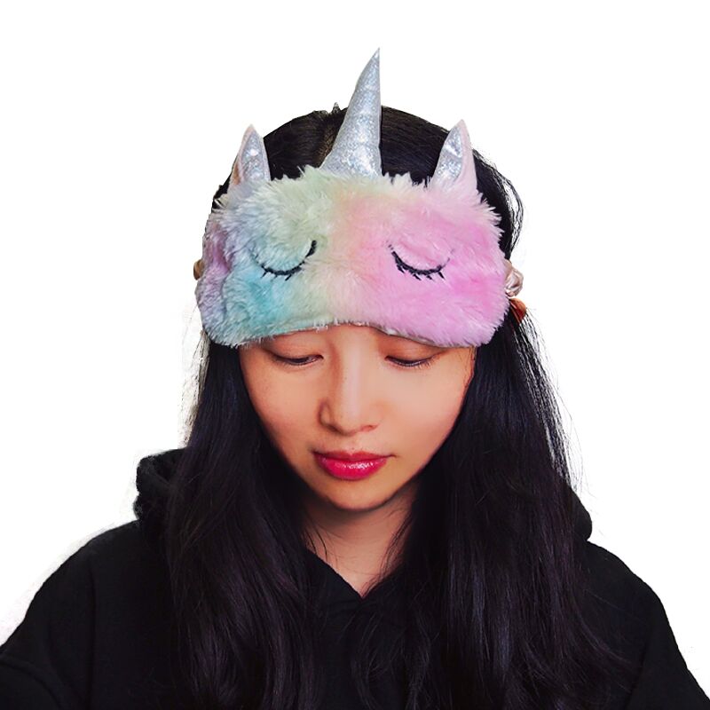 Dessin animé 1 pièces Mayitr licorne masque pour les yeux variété masque de sommeil en peluche ombre pour les yeux couverture masque pour les yeux approprié pour voyage maison en peluche