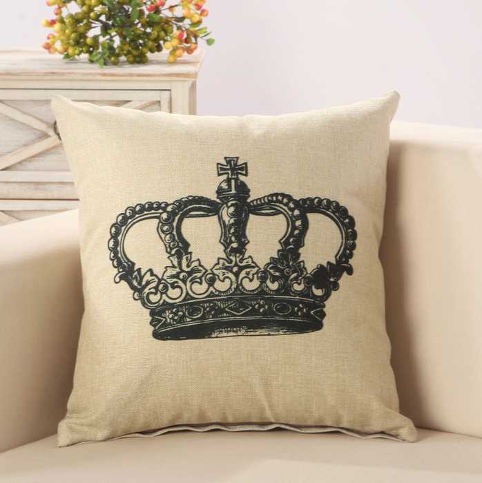 Funda de almohada decorativa para el hogar, cojín de asiento bonito, corona para mantener la calma y llevar, para sofá: A