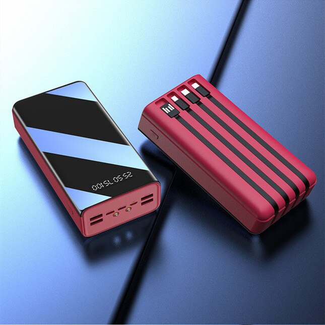 100% 100000mAh TypeC Micro USB Fast Charging Powerbank LED Display Portable External Battery Charger For phone tablet: 100000mAh red