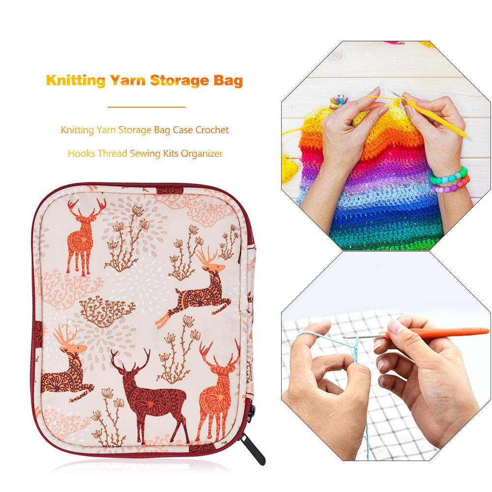 NOLITOY Crochet Yarn Storage Bag - Mesh Nylon Knitting Hook Organizer Pink