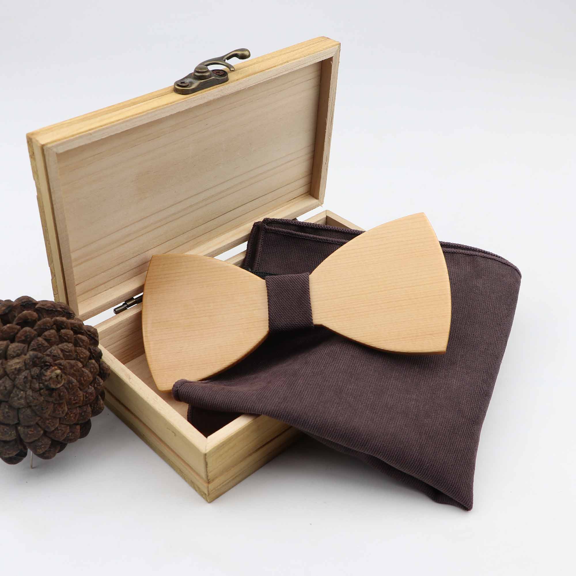 Handgemachte 100% Holz Bogen Krawatten Tasche Platz Set Für Männer Hochzeit Feste Farbe Ganze Holz Butter: 13