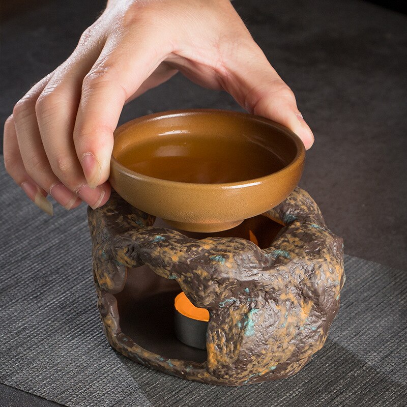 Base calefactora para velas, calentador de té de estilo Retro japonés, tetera de piedra, juego de té de Kung Fu, Base aislante de cerámica