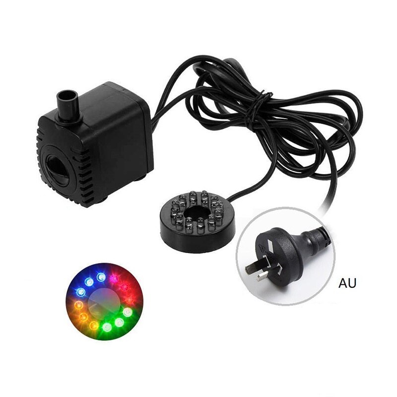 15w mini bomba de água submersível elétrica led rgb piscina luz fonte lagoa aquário tanque peixes lâmpada subaquática ue eua au reino unido: AU plug