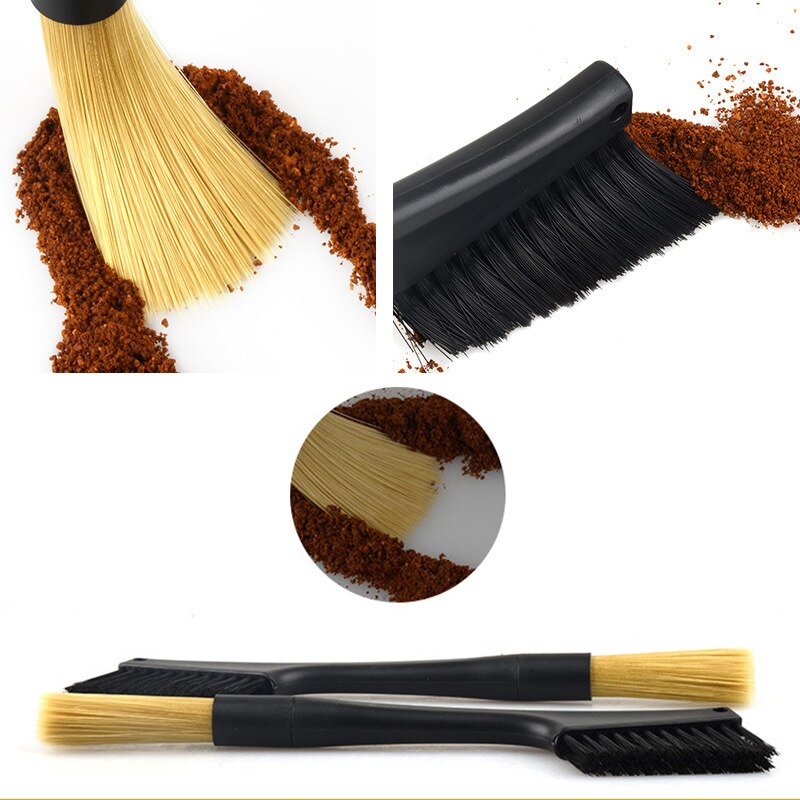 Removable Double Head Coffee Brush Coffee Grinder Machine Cleaning Brush Dusting Espresso Coffee Powder Brush For Barista