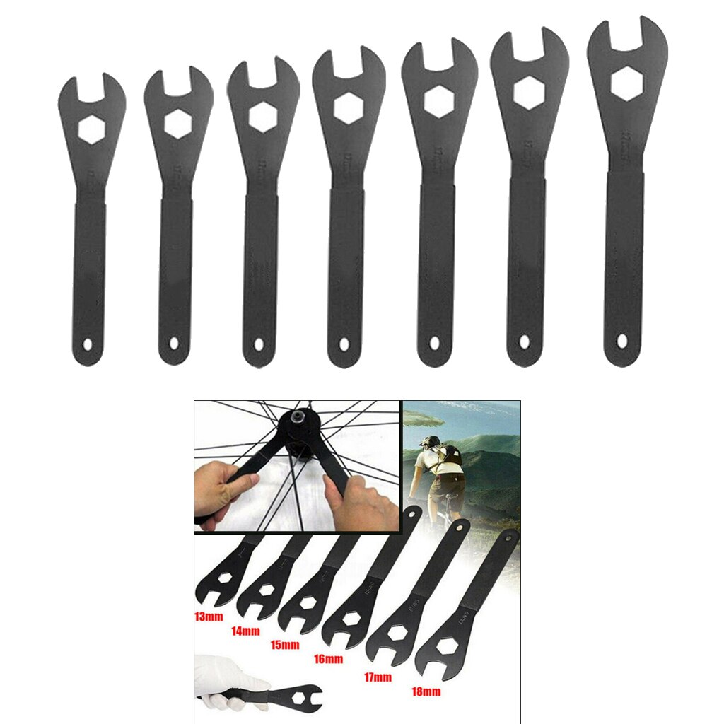 7-Pieces Bike Cone Spanner Set Cycle Hub Wrench 13 14 15 16 17 18 19mm