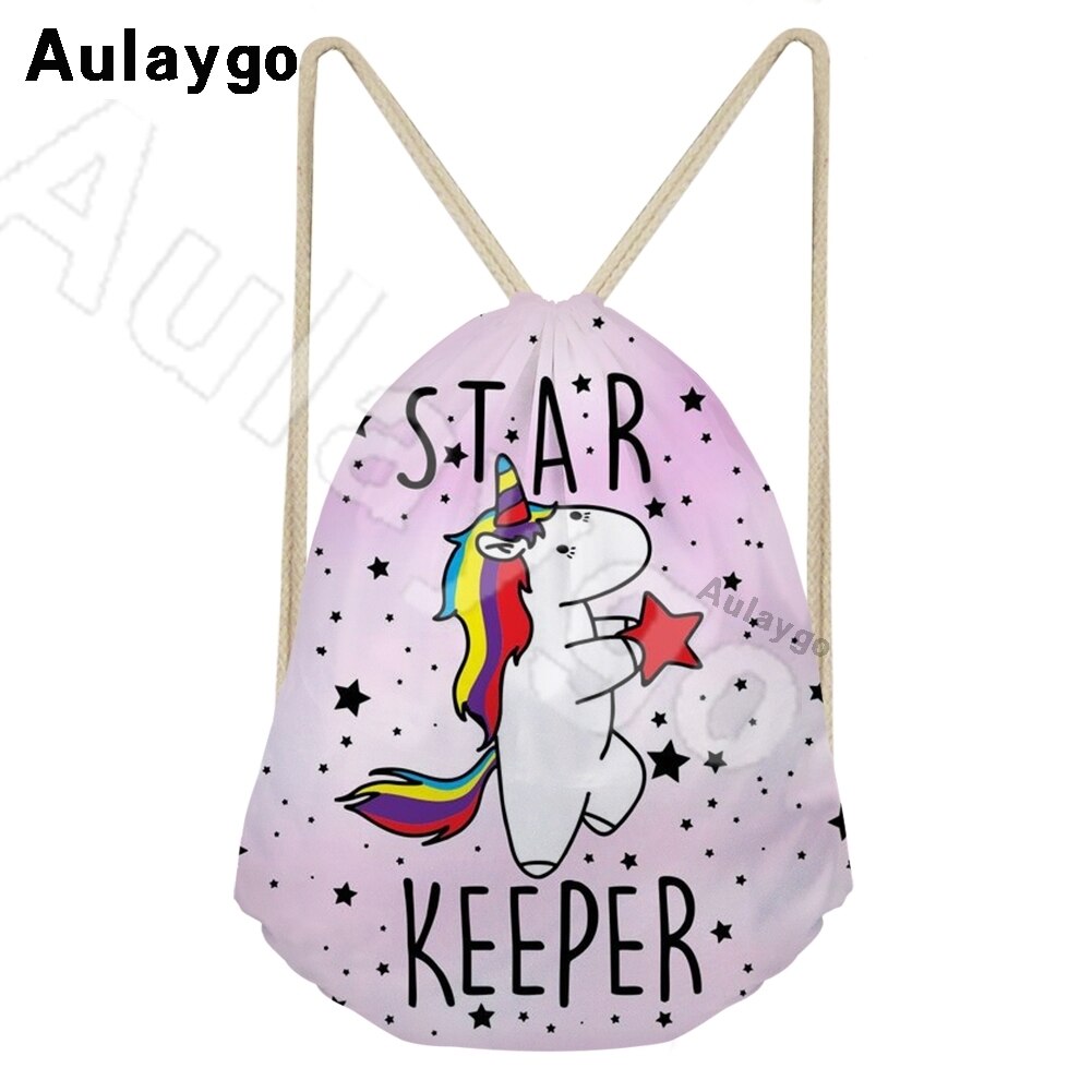 Aulaygo 3d unisex eenvoudige duurzame zwarte rugzak schattige witte kattenprint schoudertas kinderreisschoenen touwtassen rugzakken: Grijs