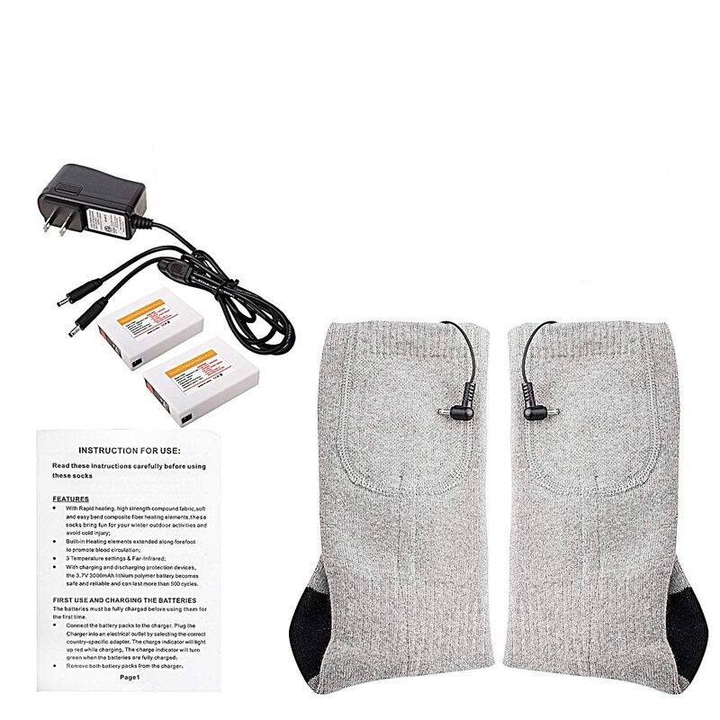 Calcetines térmicos con batería calentada, los mejores calcetines eléctricos con pilas recargables, calcetines térmicos Unisex con 3 Ajustes de calor para pies