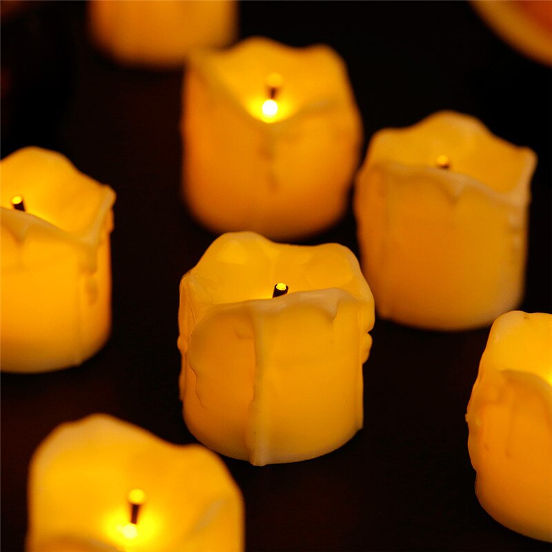 Pack  of 6 flamlösa led-ljus,varmvitt ljusblixt elektroniska flamlösa värmeljus urodziny,batteridrivna bröllopsljus: Gult ljus a