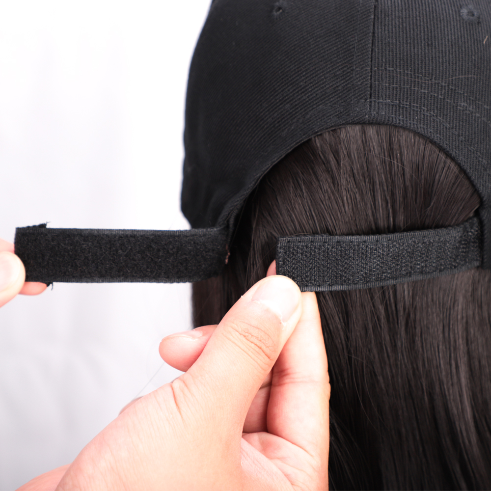 ONYX, gorro de béisbol de onda larga, peluca sintética de 22 pulgadas, extensión de pelo, conector natural, gorra ajustable, peluca para mujeres al aire libre
