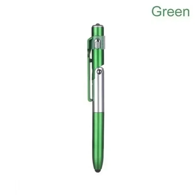 4 In 1 Multifunction Ballpoint Pen with LED Light Fold Phone Holder Night Read Writing Pencil Office School Student Stationery: Yellow