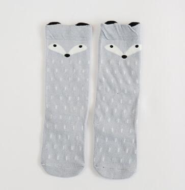 Mädchen Socken knie hohe Kinder Baby Nette bär panda druck Baumwolle Socken bein wärmt herbst tuch junge knie socke kleinkind socke: Fox ash