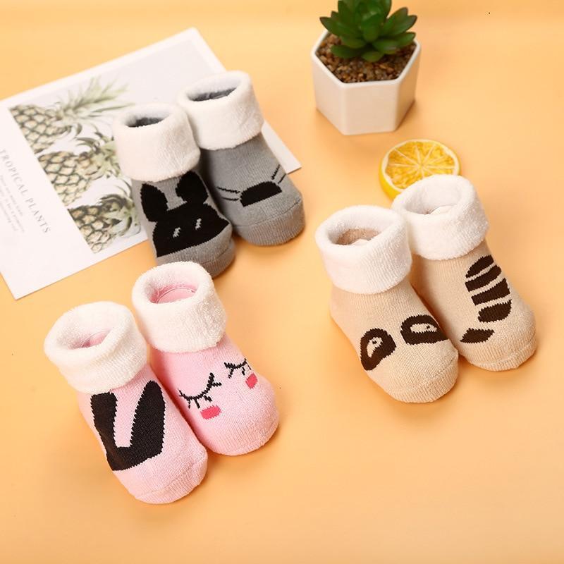 Baby Cotton Socks Warm Winter Autumn Newborn Girls Boys Kids Socks Infant Striped Slippers Children Thicken Sock Baby Stuff