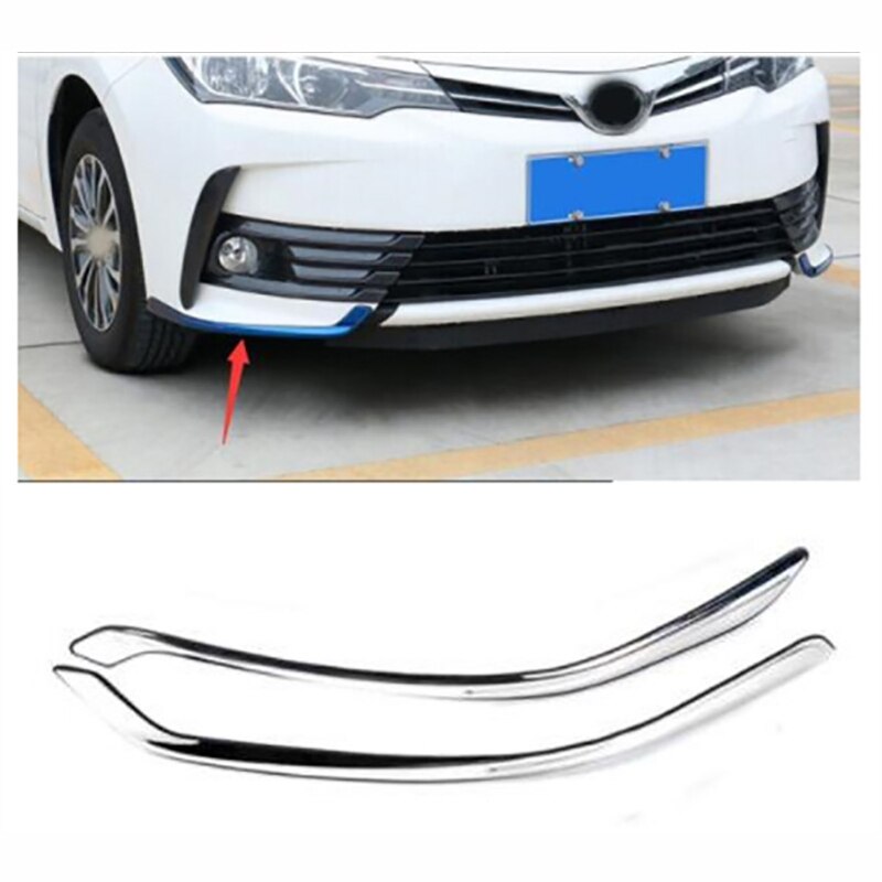 Cadre de protection coins de pare-choc | Pour la tête avant de la voiture, style de cadre de garniture en acier inoxydable 2 pièces pour Toyota Corolla Altis