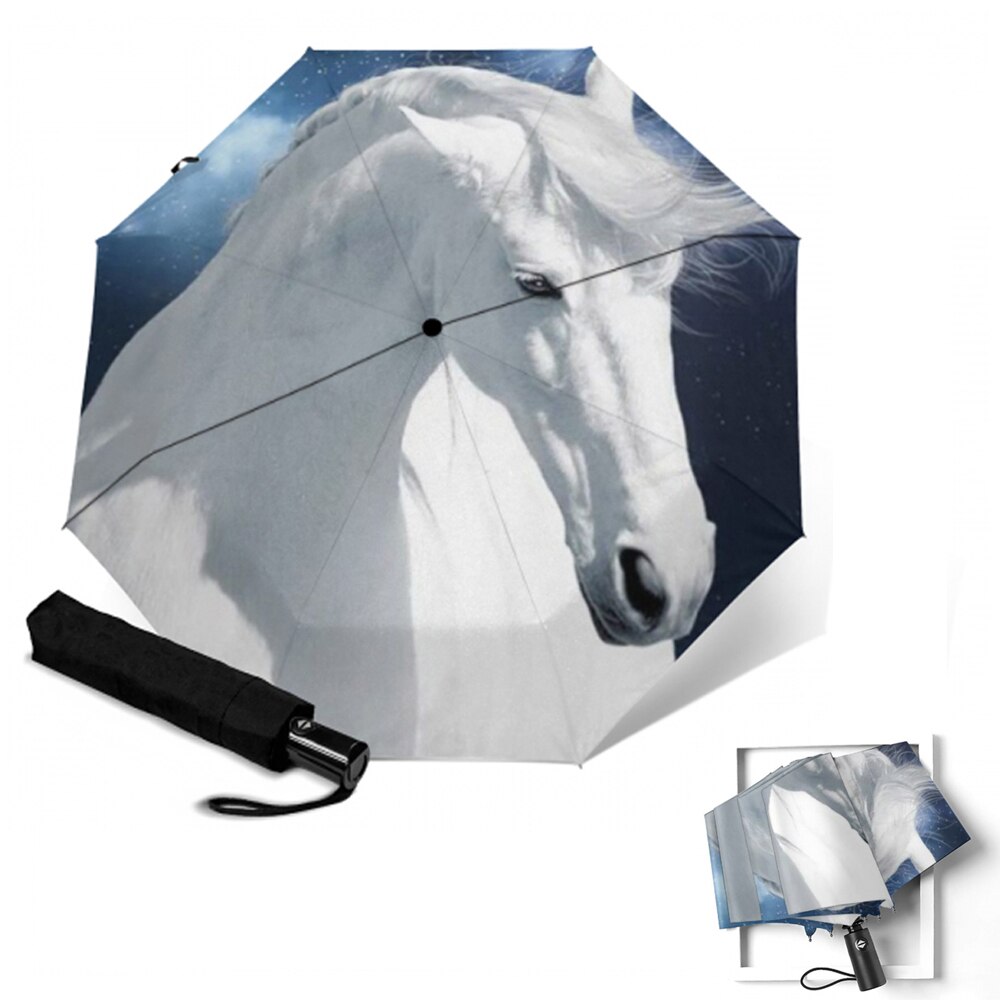 Fully-Automatic umbrella Horse Painting Parasol UV protection Aluminum Alloy Umbrellas Guarda Chuva Paragua Rain Gear: YSA2105