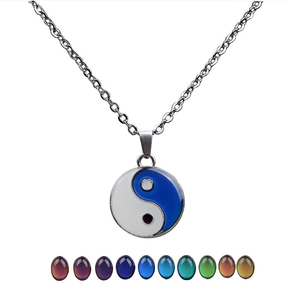 Juchao colar do humor taiji bagua yinyang, colar gótico com pingente, controle de temperatura, colar com mudança de cor para homens e mulheres: Default Title