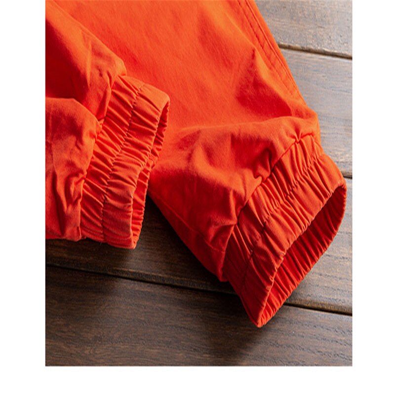 Mono holgado japonés naranja para hombre, peto con cordón, ropa de calle de hip-hop, pantalones informales juveniles
