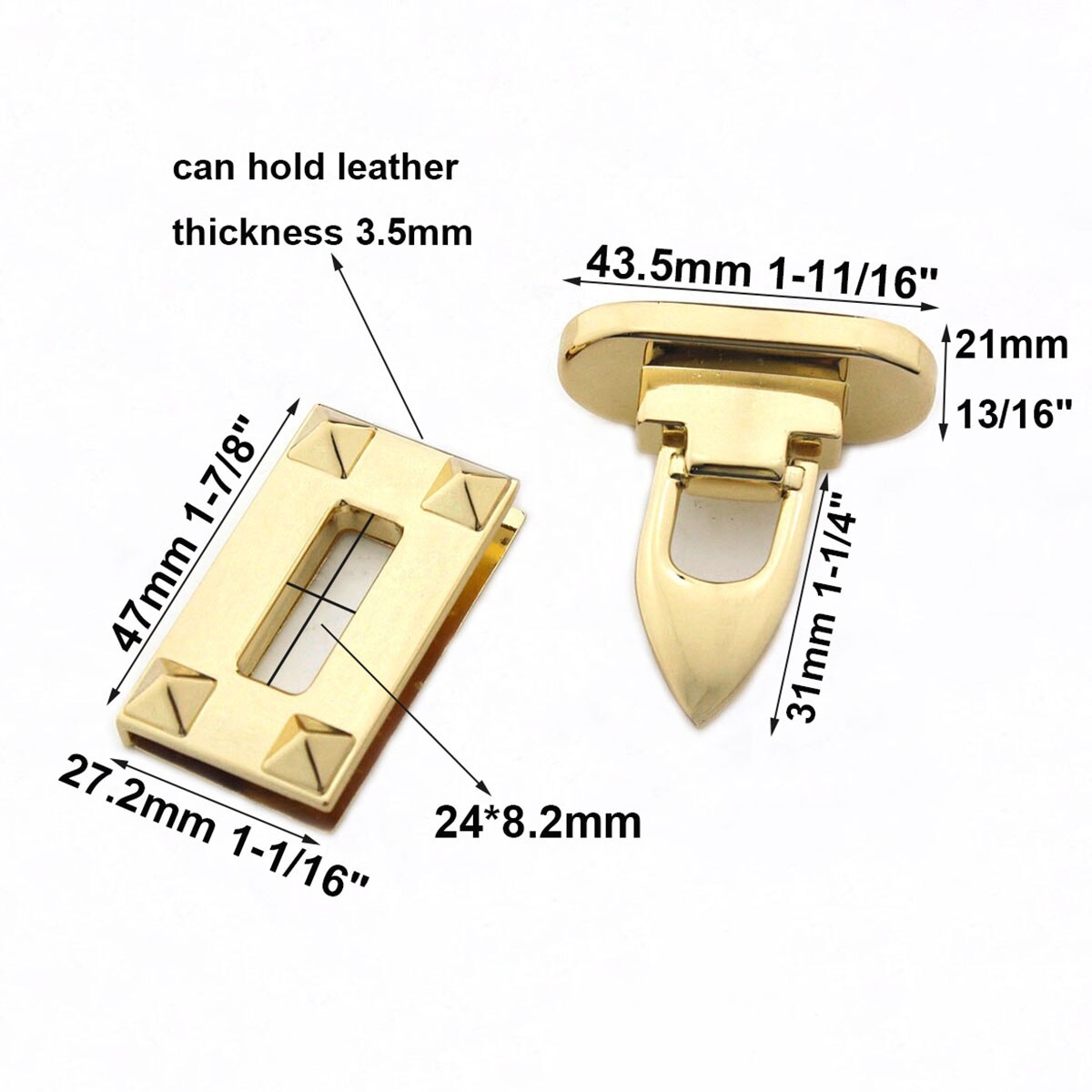 1x Metal Bag Folding Lock Clasp Push Lock Lightgold Closure Catch Leather Craft Women Bag Purse Handbag Accessories