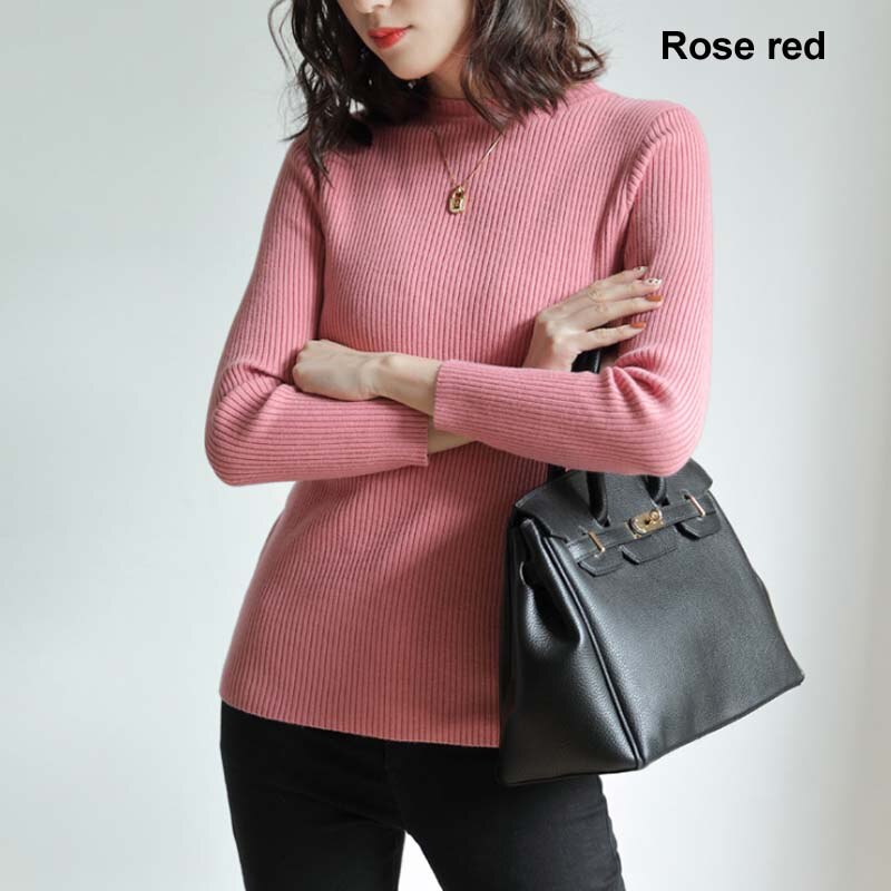 Zwangerschapskleding lange mouwen dames tops slanke voedingskleding herfst winter dames trui comfortabele zwangerschapsoutfit: Rozenrood