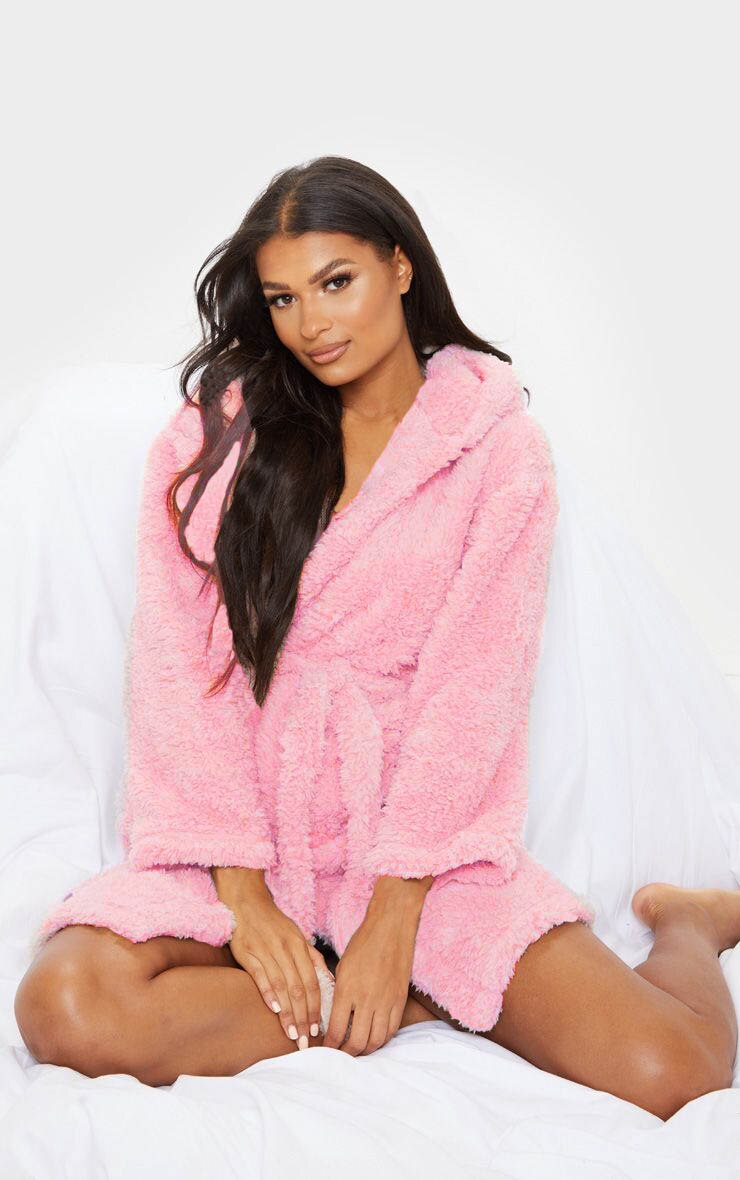 Søde voksne dyr flannel badekåbe nattøj kvinder badekåbe natkjole tyk varm morgenkåbe vinter unisex enhjørning plys pyjamas pink